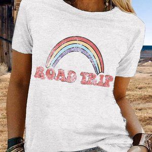 🌈🌈 White Road Trip Rainbow Tee Shirt.